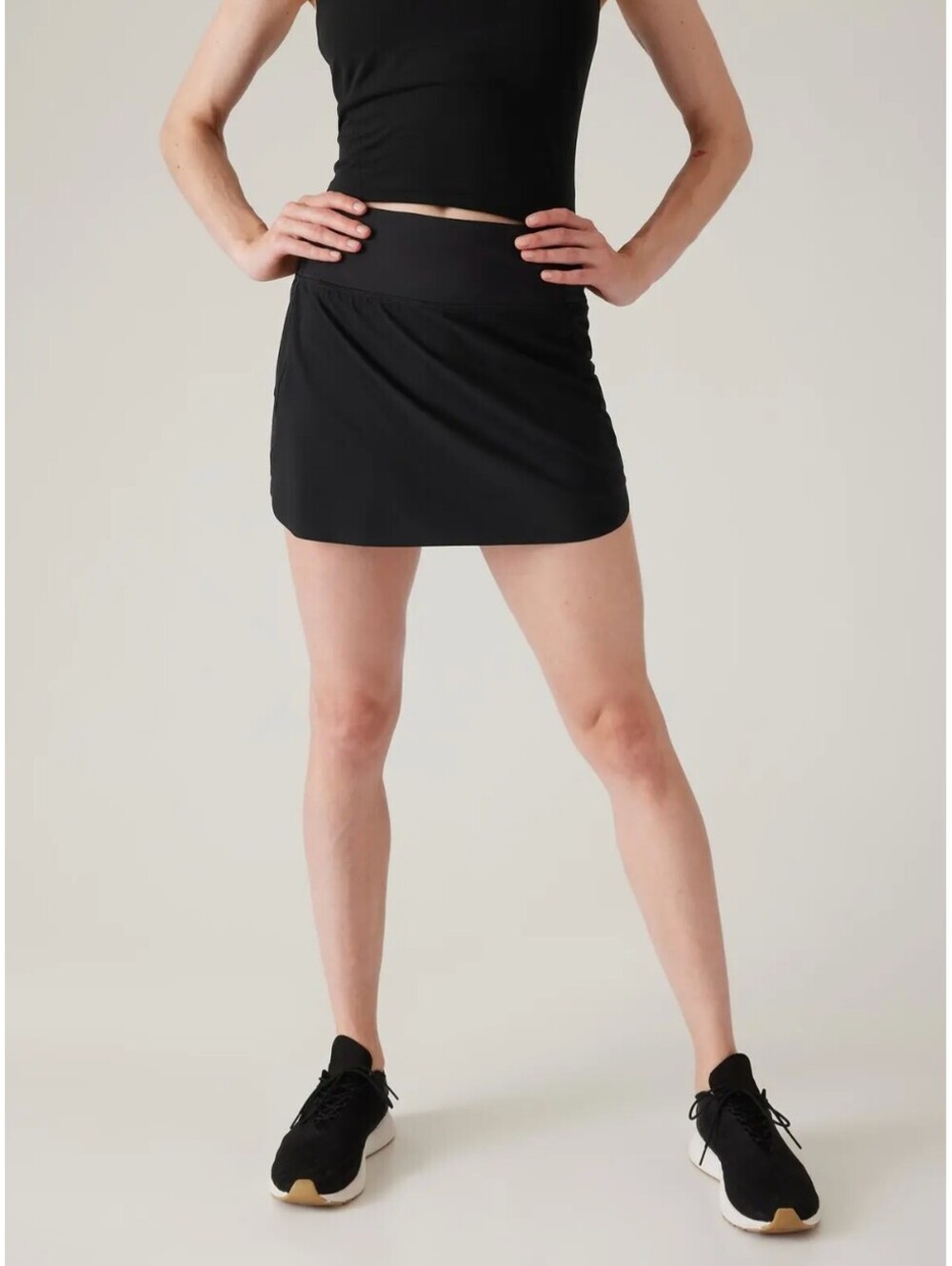 Athleta Run With It 14" Skort Women's Small Black Running Skirt Built In Shorts